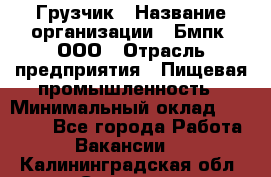 Грузчик › Название организации ­ Бмпк, ООО › Отрасль предприятия ­ Пищевая промышленность › Минимальный оклад ­ 20 000 - Все города Работа » Вакансии   . Калининградская обл.,Советск г.